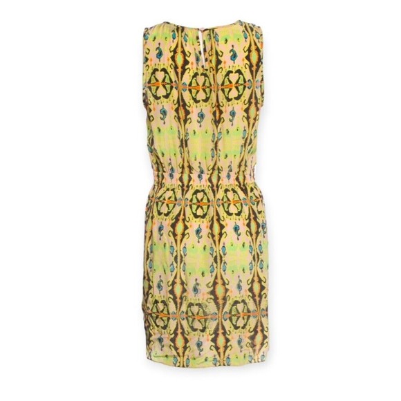 TIBI Light Green Silk Multi Geometric Print Sleeveless Blouson Dress Neon Ikat 6 - Picture 2 of 6